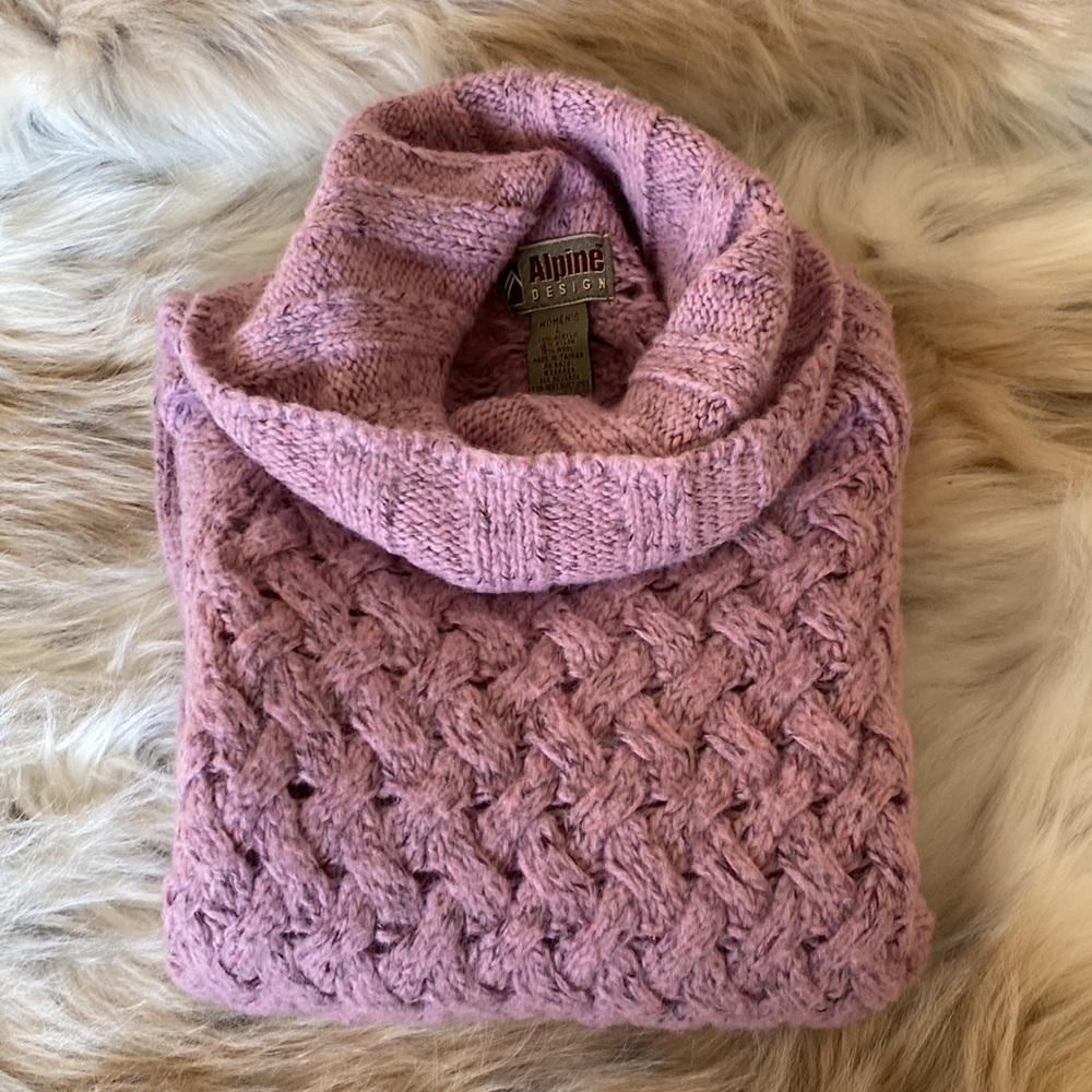 Alpine Design Wool Blend Cable Knit Turtleneck Sweater Women's Size L